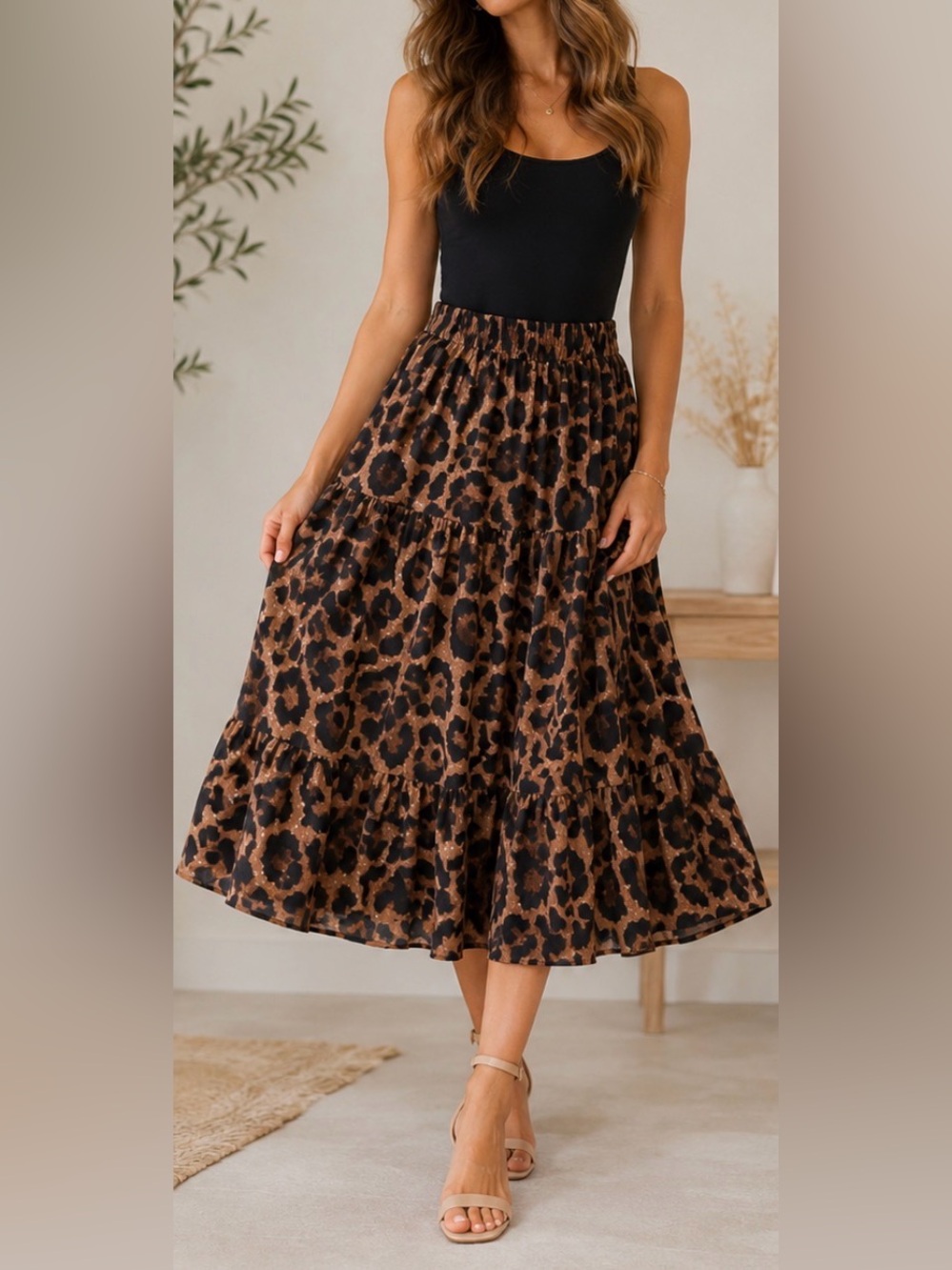 Shein - Leopard Skirt